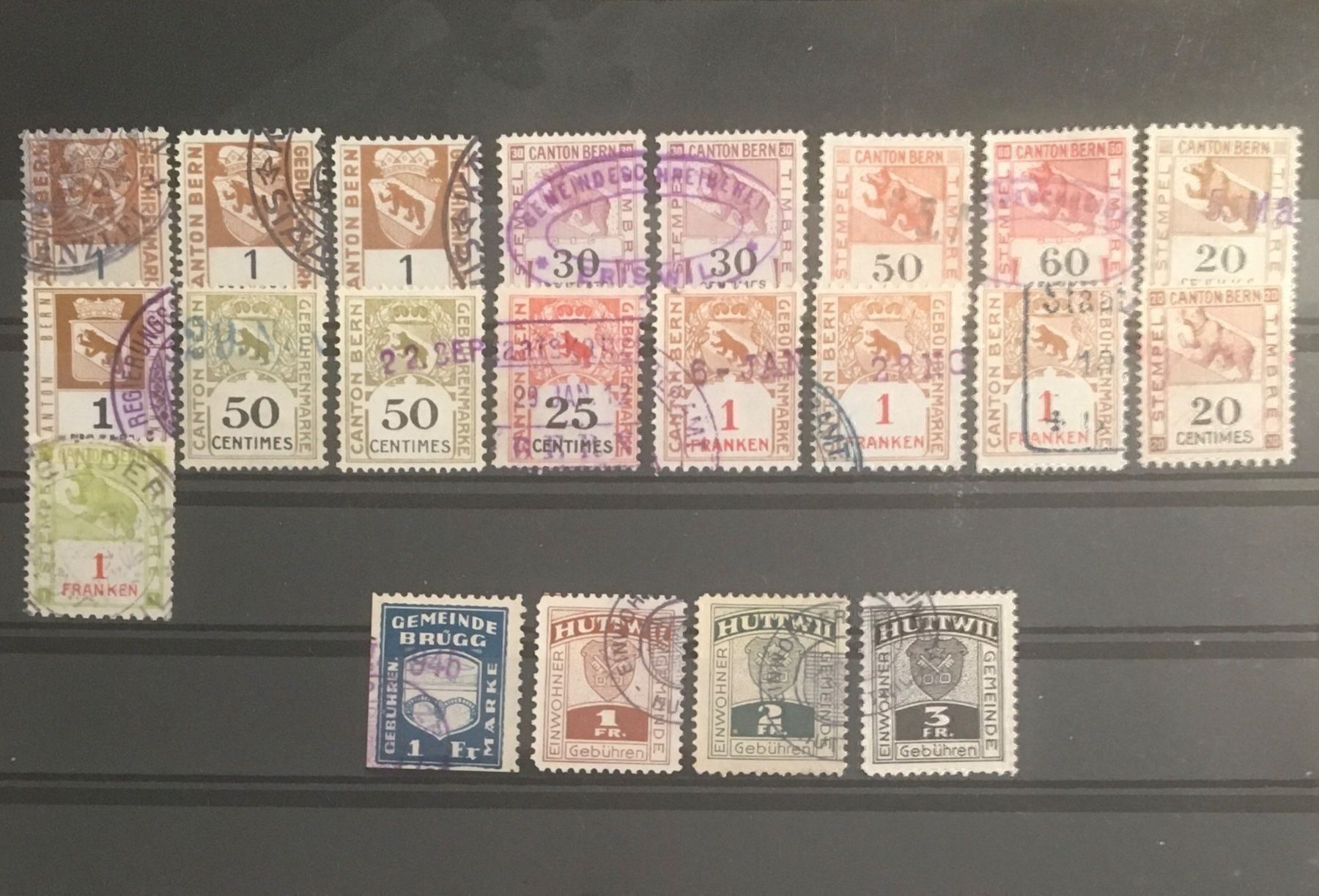 Tutti i francobolli: Fiskalmarken Huttwil & Kanton Bern BE – Usato da Hunzenschwil venduto da zibu88