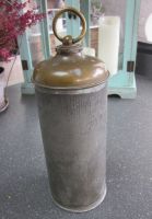 Alte Wärmeflasche/Bettflasche rund Messing, Metall verzinkt
