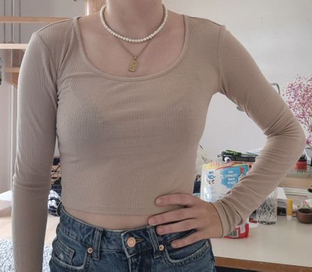 Langarmshirt beige Grösse XS guter Zustand
