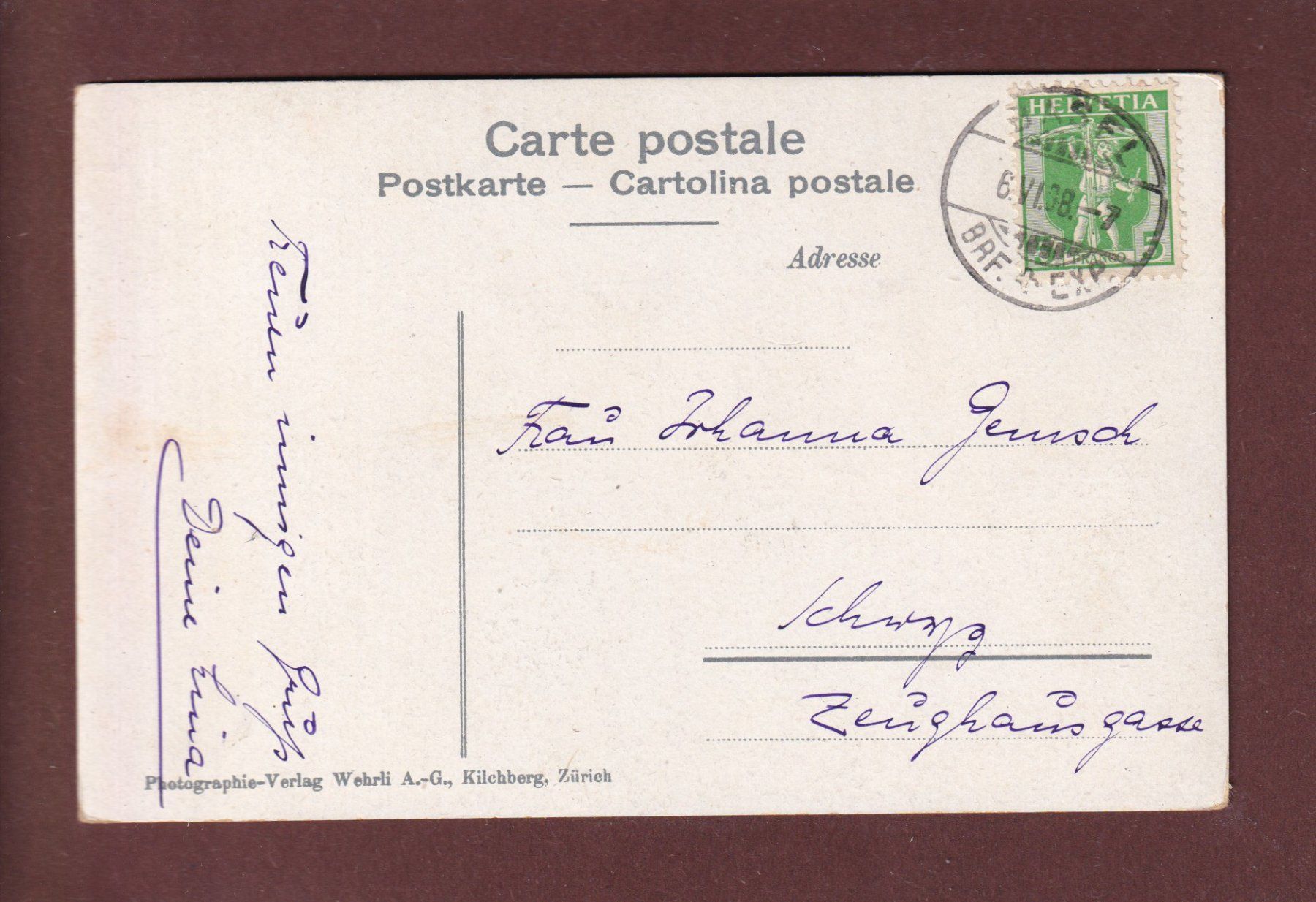 Cartoline postali: Chiesa di CASTAGNOLA - 1908 – Usato da Pully venduto da nicecards 1