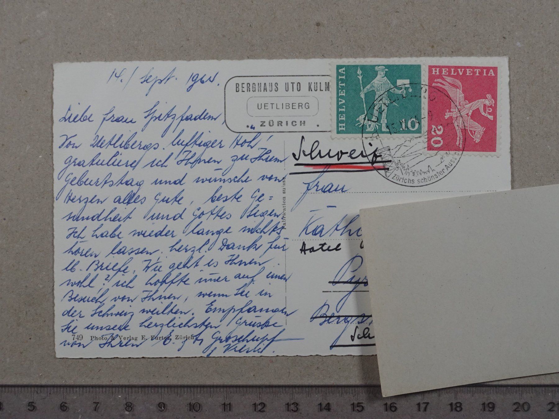 Ansichtskarten: Uetliberg, 1964 – Gebraucht aus Lenzburg von fh1 1