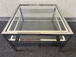 Couchtisch Chrom Glas quadratisch 65x65x42 Vintage Space Age