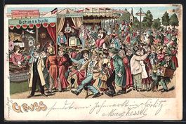 Litho Leierkastenmann und Schiessbude au