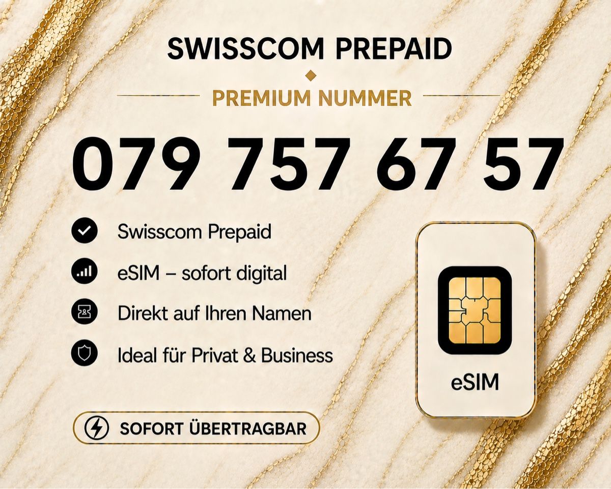Swisscom Carte prepagate: Swisscom Prepaid Premium Nummer – Nuovo e nell'imballaggio originale da Rotkreuz venduto da 079shop
