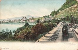 Montreux (VD) Territet und Eisenbahnlinie am Genfersee