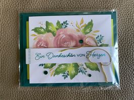 Handgemachte Dankeskarte „Ein Dankeschön von Herzen“