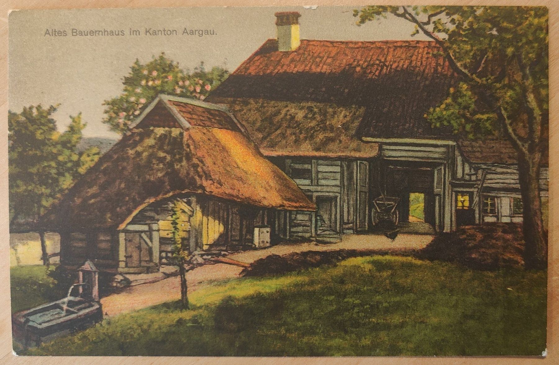 Ansichtskarten: Altes Aargauer Bauernhaus mit Strohdach um 1919 – Gebraucht aus St. Erhard von Chaeferli6