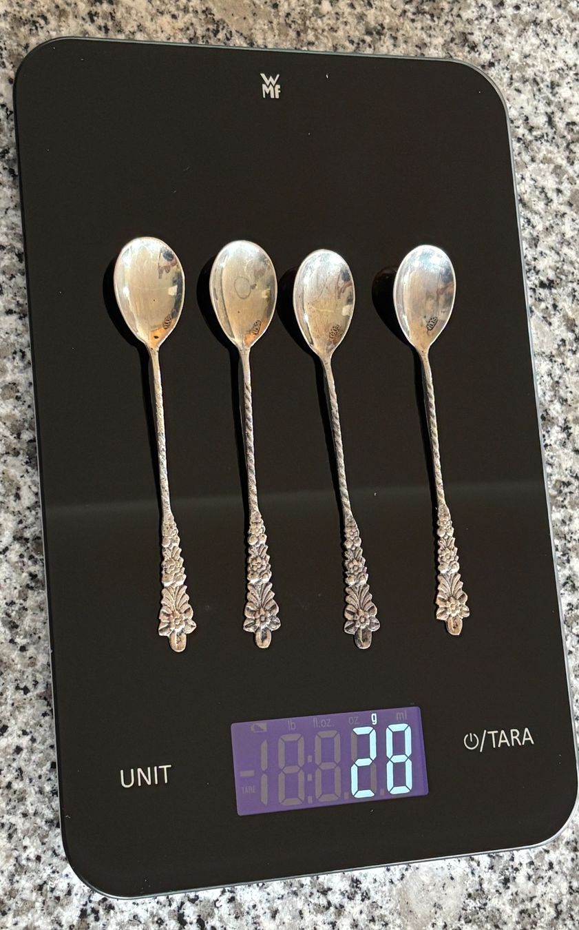 Löffel: 4 antike Löffel Silber 800 Jugendstil Blumen – Gebraucht aus Rafz von Sukion 4