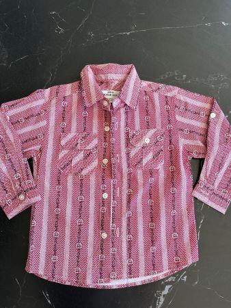 Edelweiss Shirt in Red, Swiss Farmer Shirt, size 98 Like New