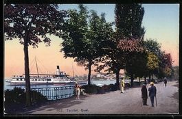 Territet, Quai mit Dampfer und Spazierg