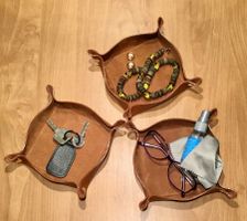 Lot de 3 vide-poches cuir marron neufs