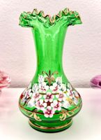 Zierliche Vase Böhmen, Gold- & Floraldekor 70er, top Zustand