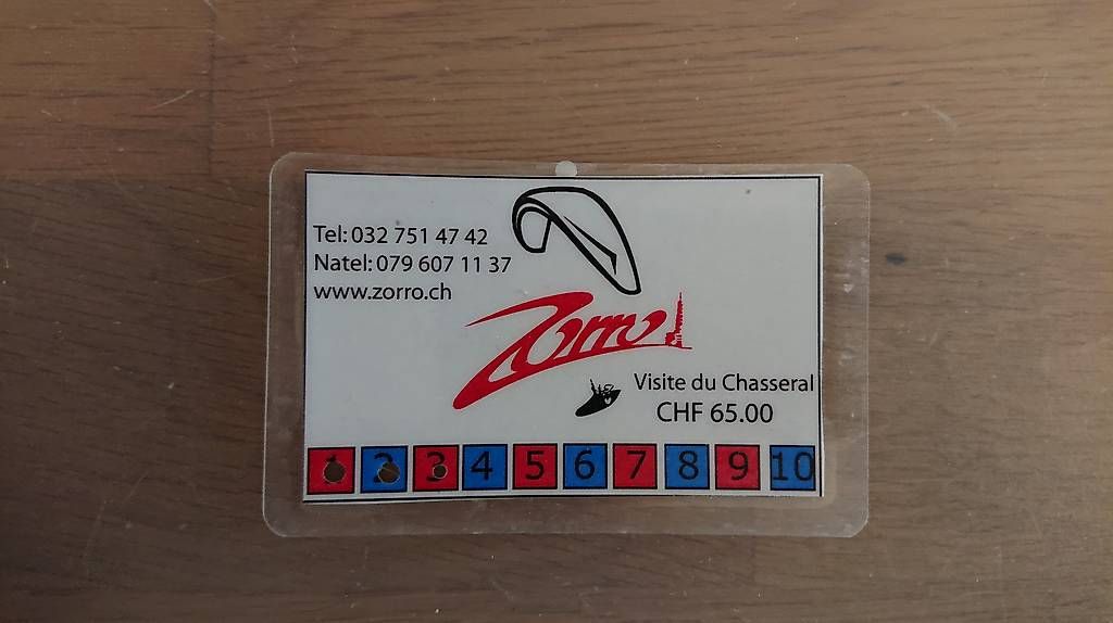 Cartoline: Gleitschirmschule Zorro, Shuttle Karte – Usato da Lyss venduto da CHM36
