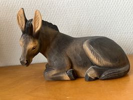 Esel liegend Huggler Krippenfigur Weihnacht 22 cm neuwertig