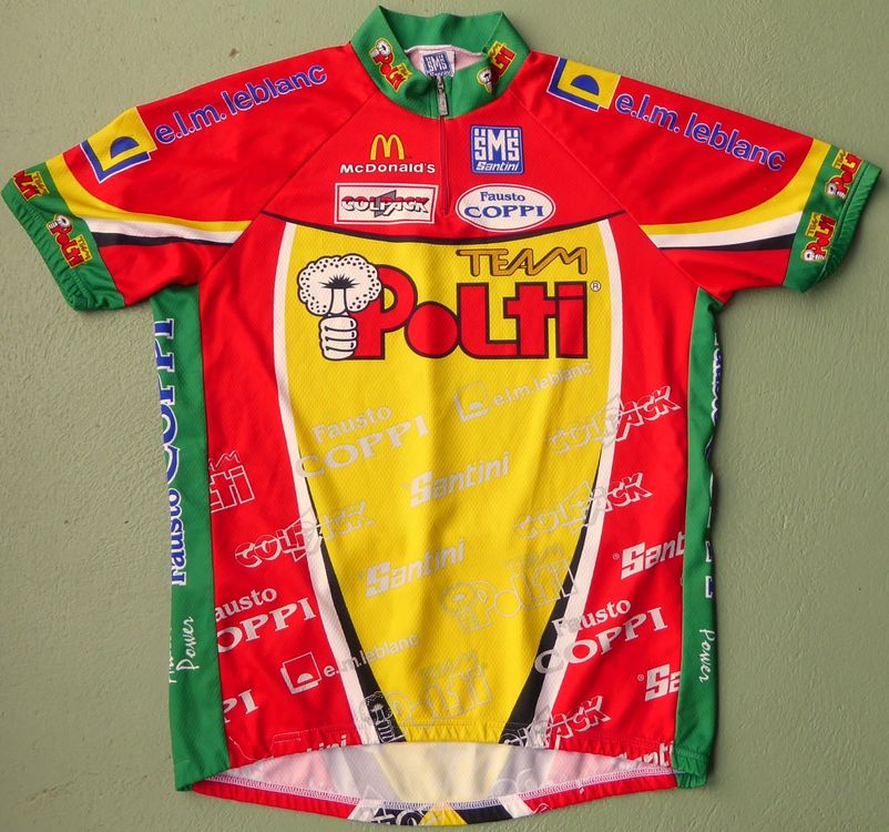 Veste Cycliste Vintage Santini Team Polti Fausto Coppi - Jaune/vert, Taille M