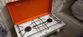 Campingkocher orange weiss 2 Flammen Vintage