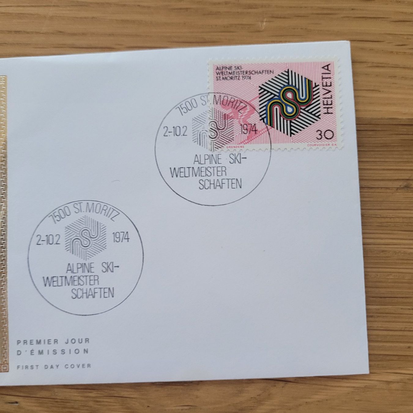 Tutti i francobolli: FDC mit Seidenbild 1974 St.Moritz – Usato da Biel/Bienne venduto da Destockweb 1