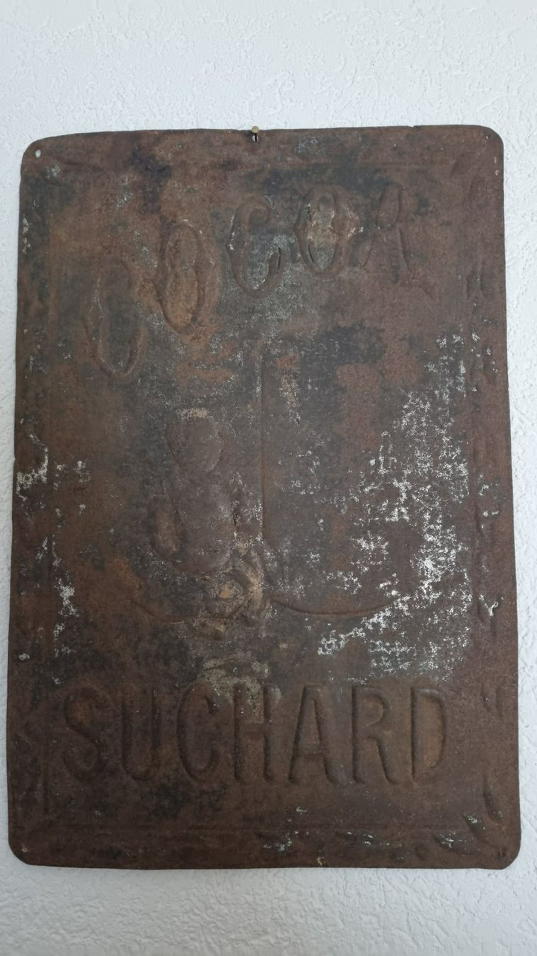 Suchard Insegne: Blechschild Suchard Cocoa Antik – Usato da Wahlen venduto da Veani