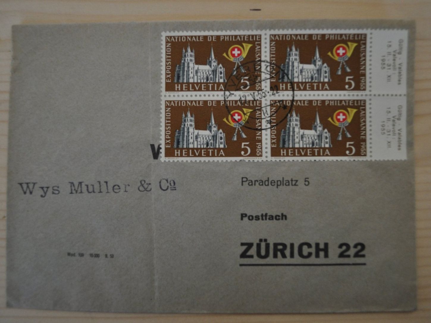 Tutti i francobolli: Brief mit 4er Block 1955 (36) – Usato da Zeihen venduto da Hammerpreise