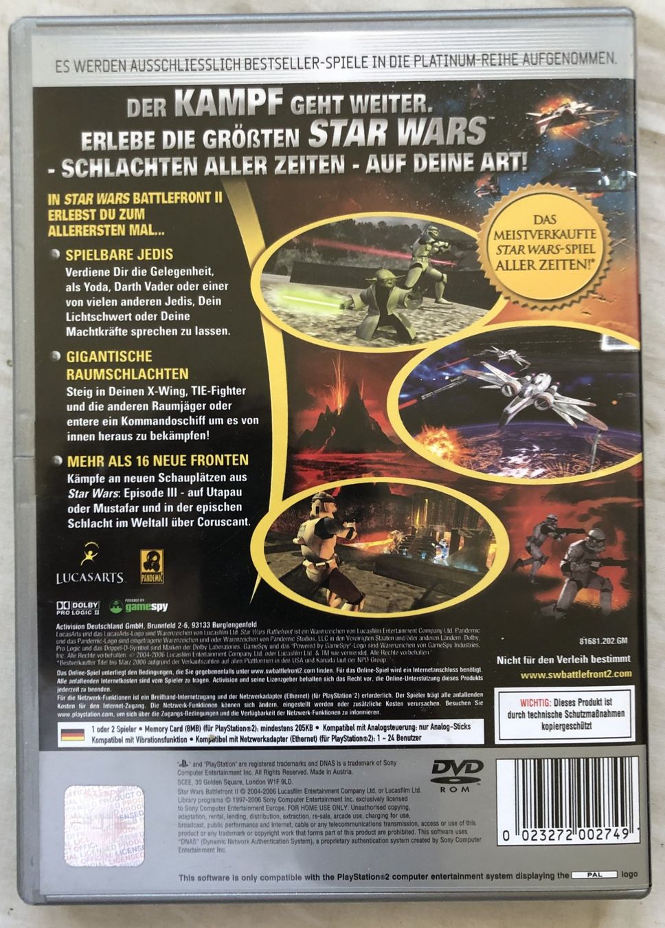 Sony Giochi: PS2 - STAR WARS BATTLEFRONT II [Platinum] – Usato da Schaffhausen venduto da durruti 2