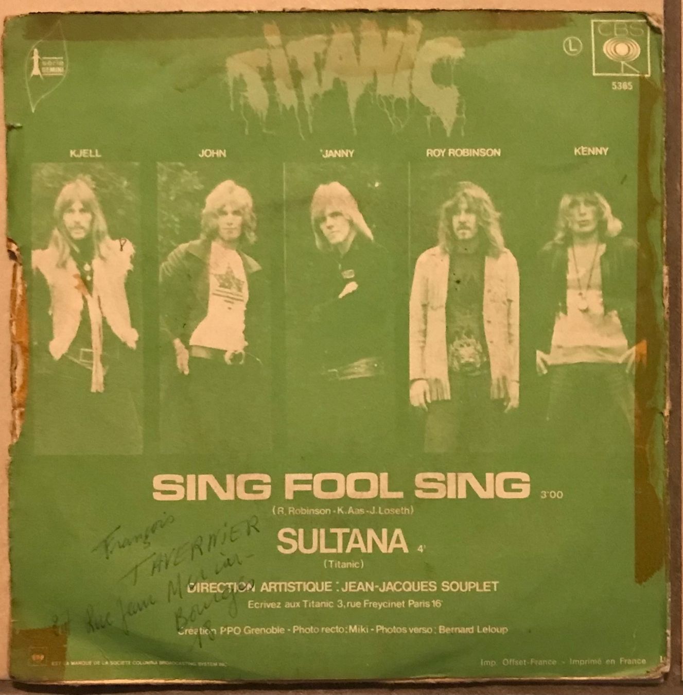 Vinyles: TITANIC - SING FOOL SING – D'occasion à Bussigny par vinyl-pas-cher 1