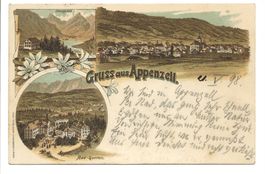 Gruss aus Appenzell Dorf (AI) Bad Gonten - uralte Litho 1898