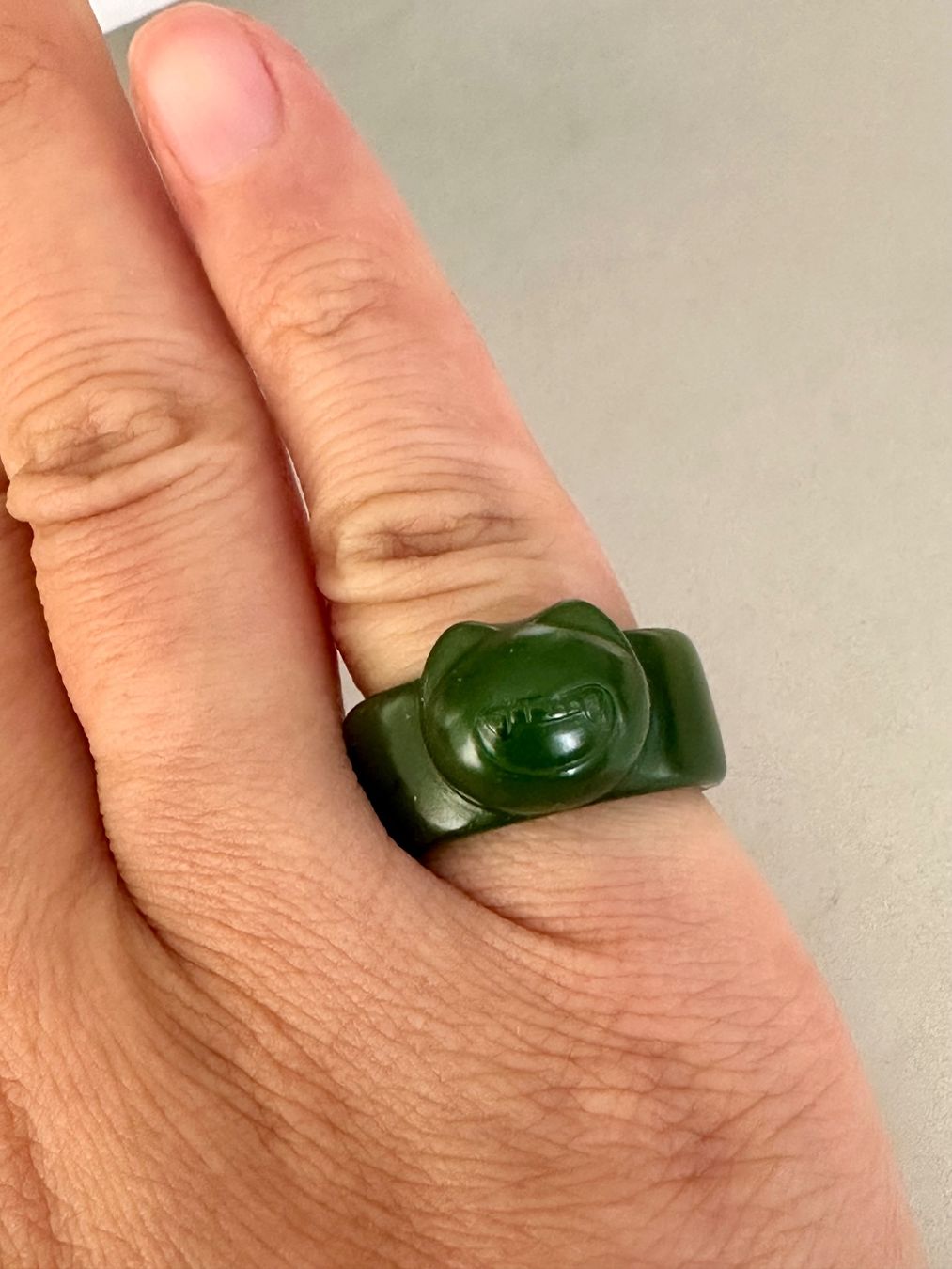 Anelli: Wunderschöner Katzenring aus grünem Jade – Usato da Onex venduto da Joliechose6 1