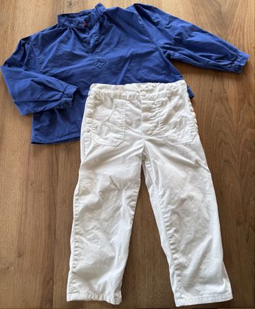 Waggis-Bluse blau, Waggis-Hose weiss in Grösse 104