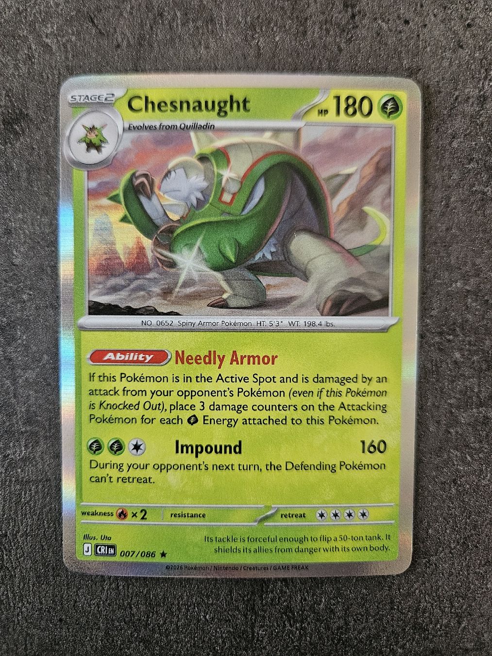 Pokémon Carte collezionabili: Chesnaught CRI EN 007/086 – Nuovo (secondo la descrizione) da Aarau venduto da san_pb85