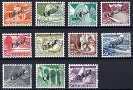 1950 Verwaltungsmarken D II "Officiel" Kat.-Nr. 65-75, gest.
