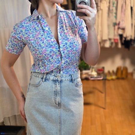 Vintage JULIETTA Bluse 38 M 100% Viskose Floral