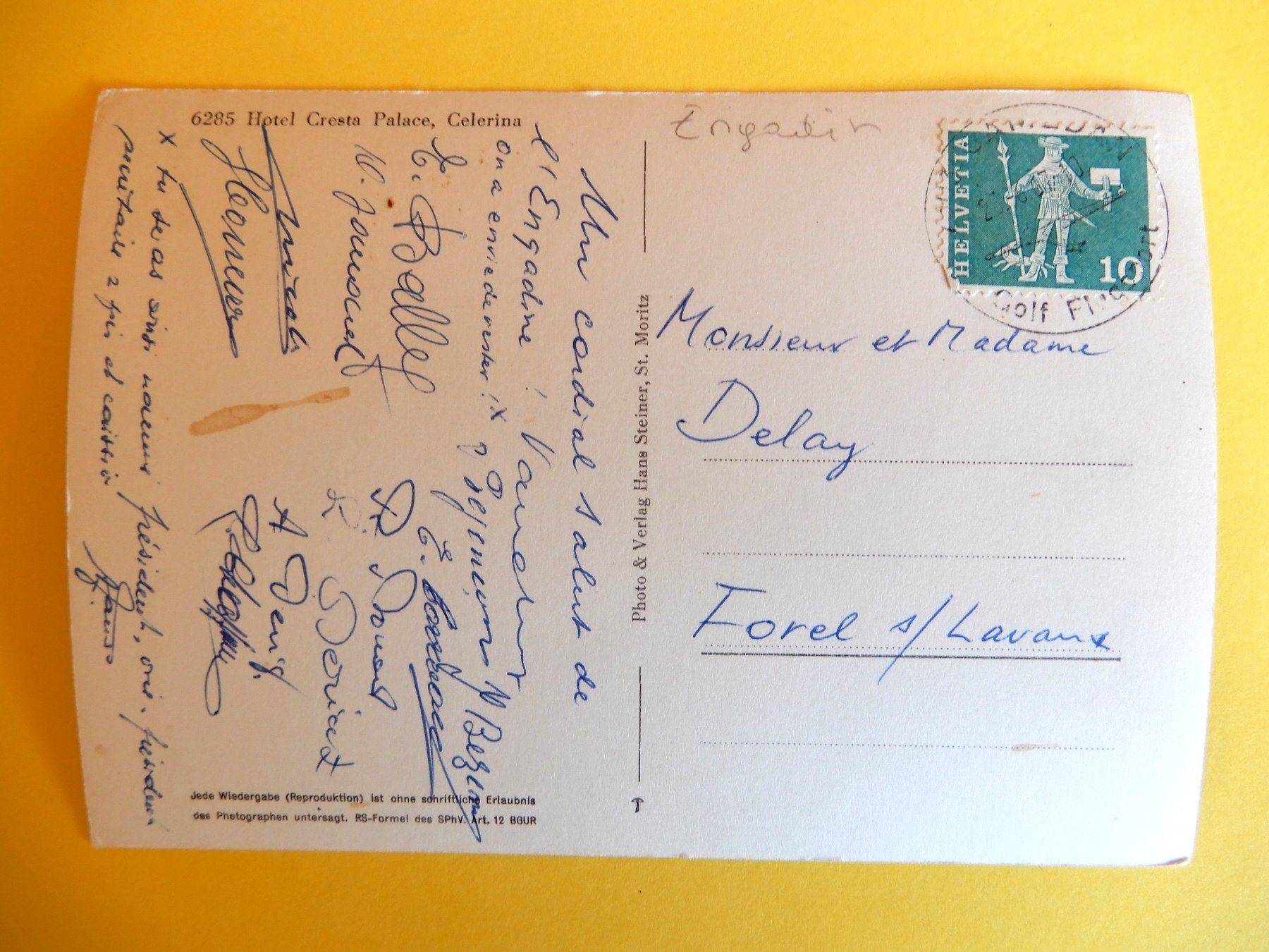 Cartoline postali: Alte Ansichtskarte Hotel Cresta Palace Celerina belebt – Usato da Senèdes venduto da Framboise52 1