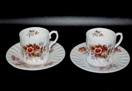 2er Set Moccatassen Aynsley England "Summertime" vintage