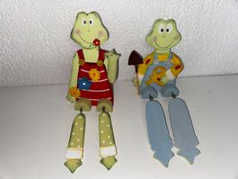Dekoration Frösche aus Holz