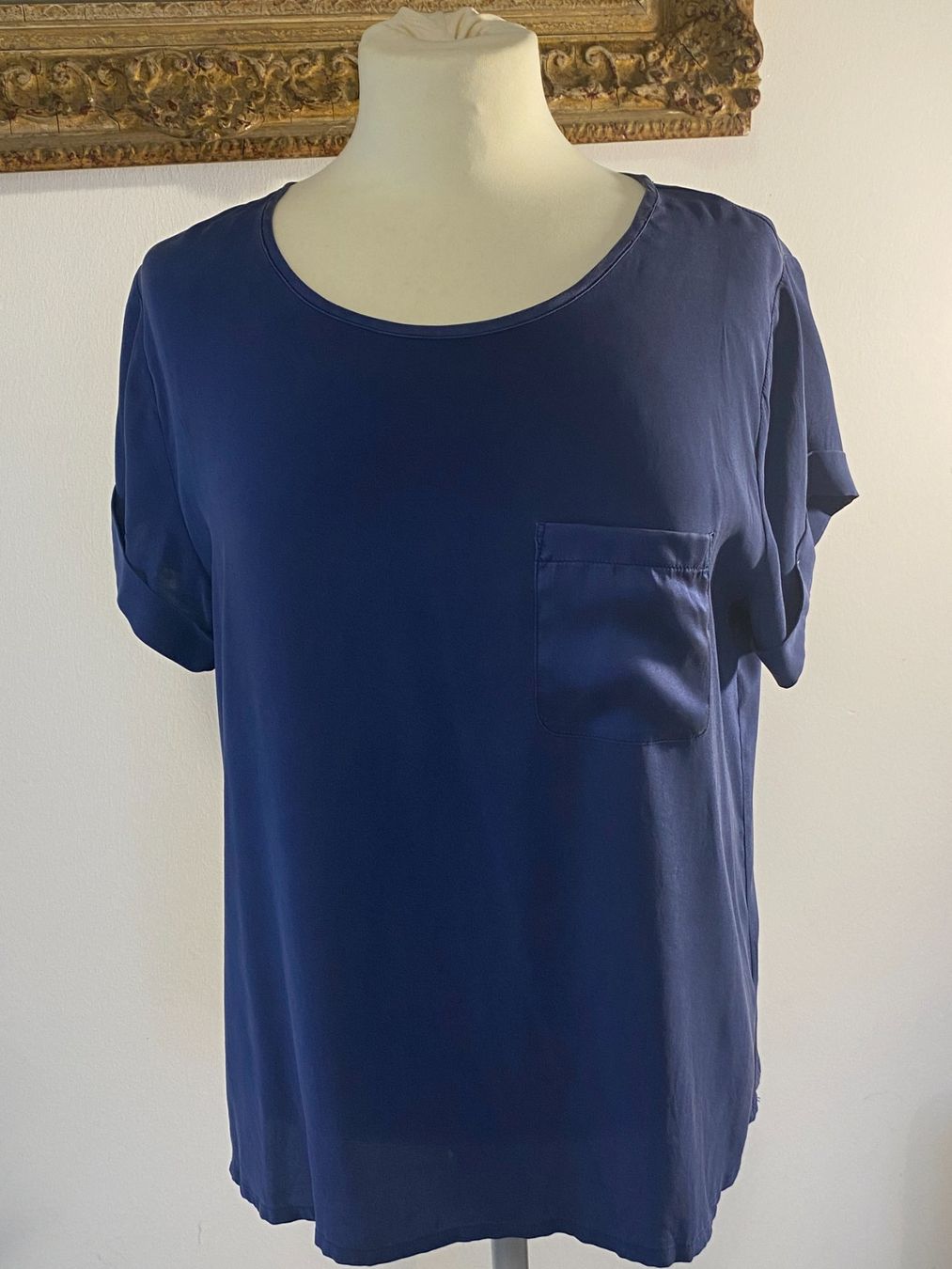 Naturaline Camicette: navy blau bio Seide Bluse NATURALINE M – Usato da Allschwil venduto da Rosenfee 3