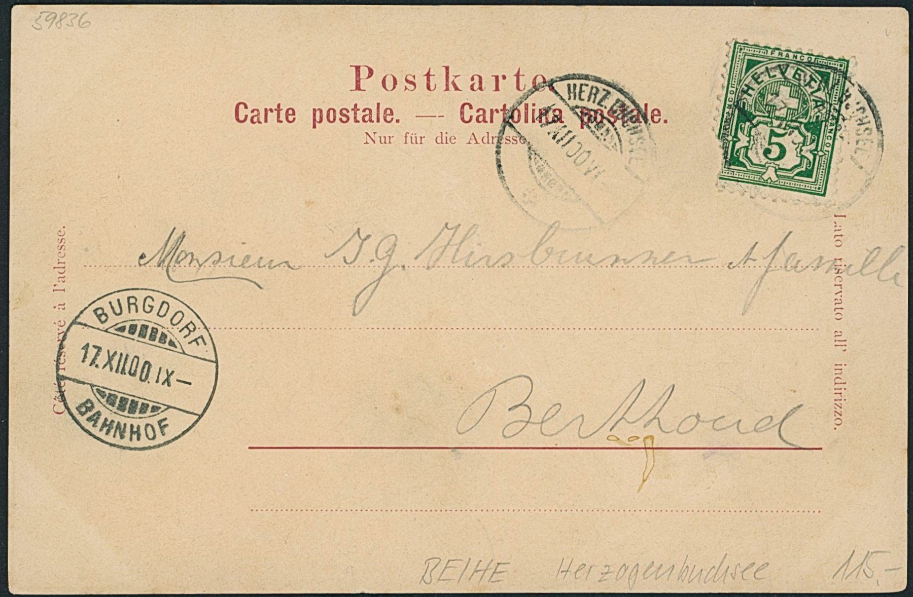 Cartoline postali: BE Herzogenbuchsee – Usato da Schindellegi venduto da Jonathan77 1