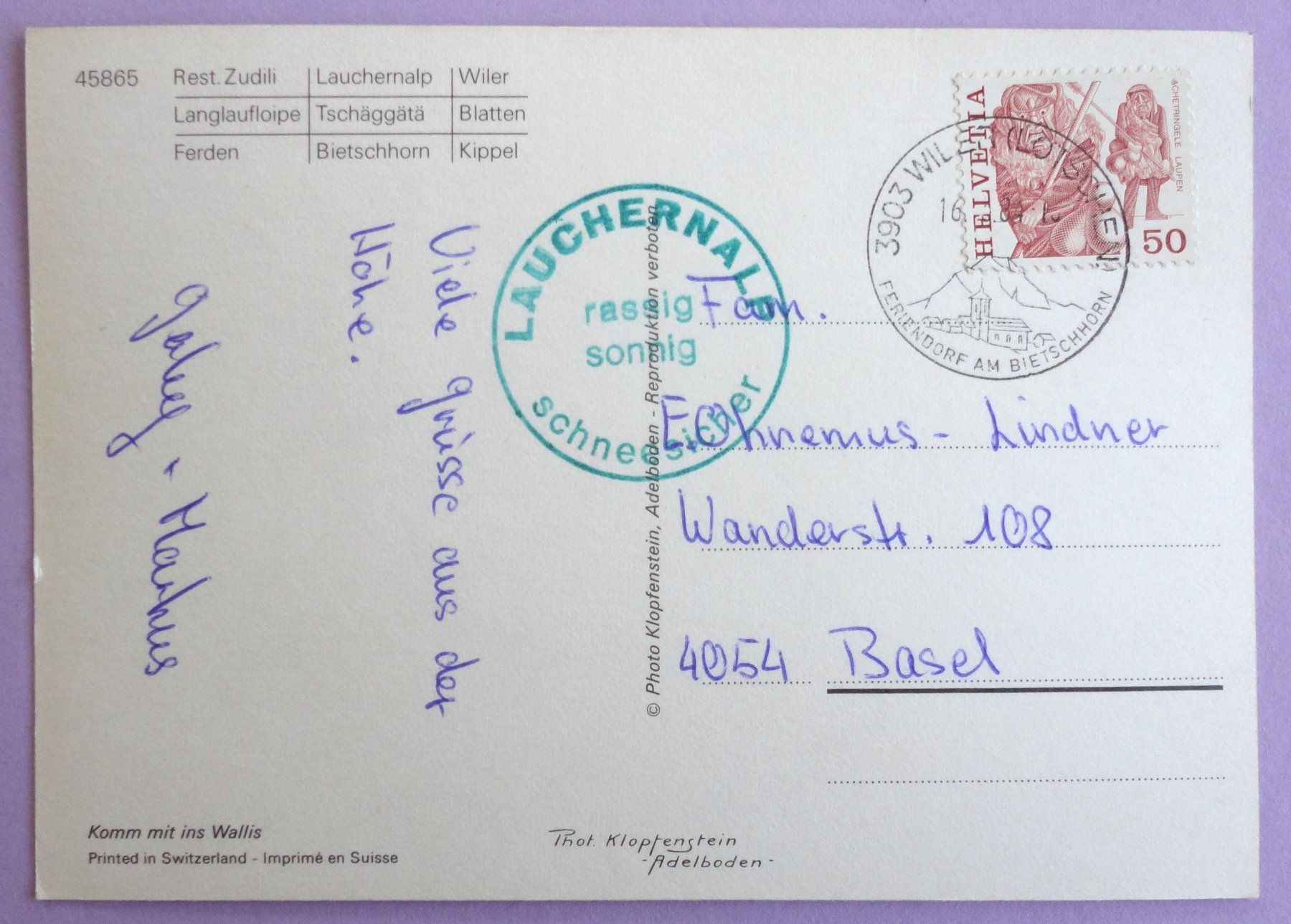 Cartoline postali: Lötschental – Usato da Fétigny venduto da Billy2miny 1
