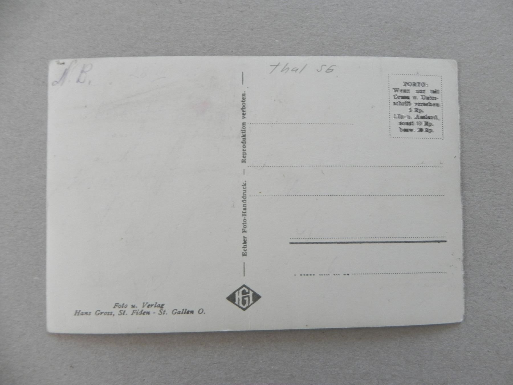 Cartoline postali: Ansichtskarte Thal St.Gallen 1940 – Usato da Siebnen venduto da krimsie 1