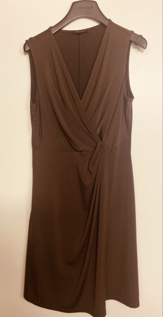 Comma Vestiti: Brown Summer Dress - Sleeveless & Elegant - Size Medium – Usato da Eggersriet venduto da VintageCouture86