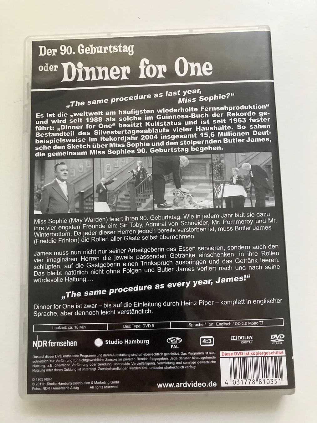 Tutti i DVDs: Dinner for one - (oder: Der 90. Geburtstag) (1963) DVD – Usato da Arbon venduto da JoJoAs 1