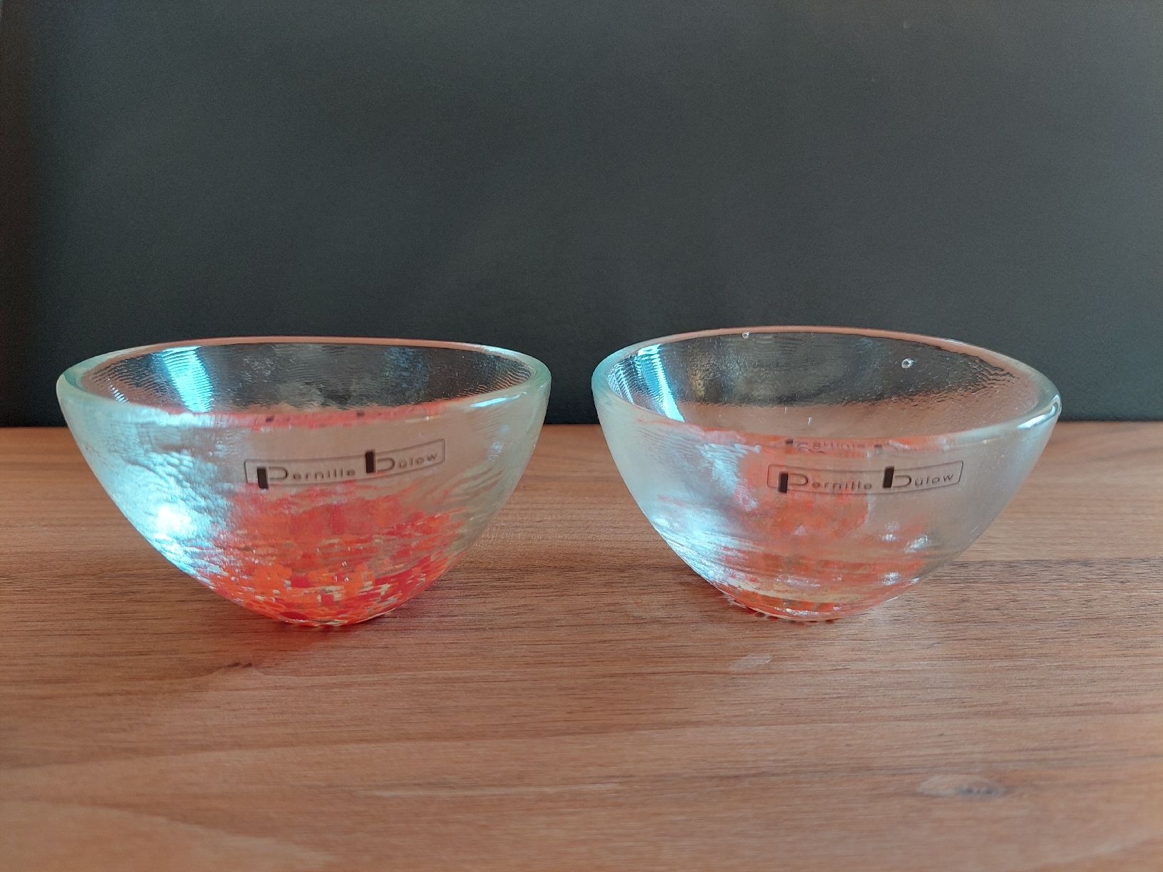 Ciotole: 2 Pernille Bülow Schälchen, Glas, Orange, Dänisch Design – Usato da Brunnen venduto da Livianda