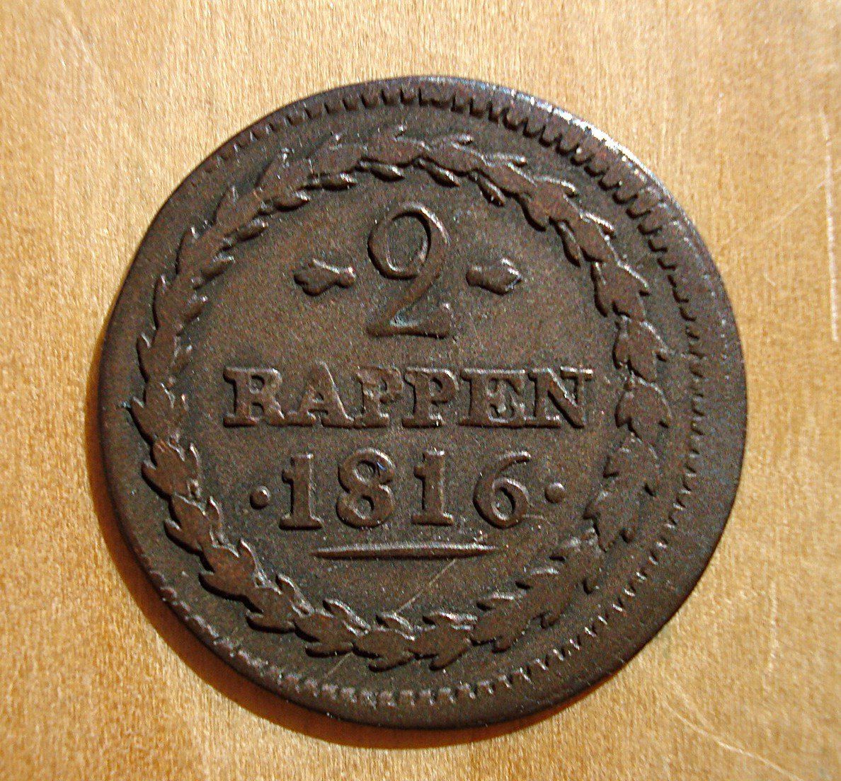 Tutti le monete: (D3) Aargau 2 Rappen 1816 – Usato da Erlach venduto da Net-Coins