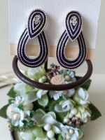 Ohrclips / Ohrstecker (Lila & Silber mit Strass)