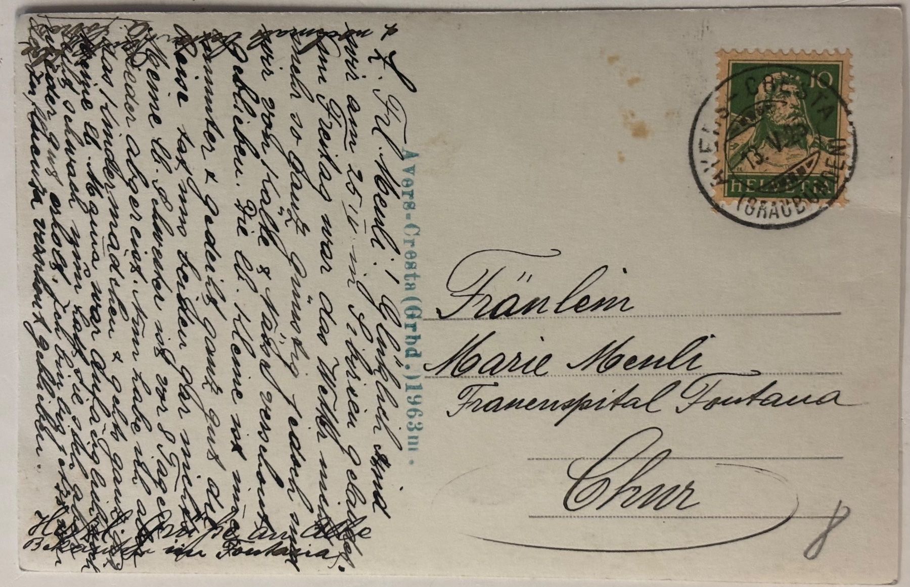 Cartoline postali: Avers-Cresta, Fotokarte, 1925 – Usato da Frauenfeld venduto da Merk52 1