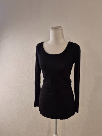 Oberteil mit Puffärmel, schwarz, H&M Basic, Grösse M