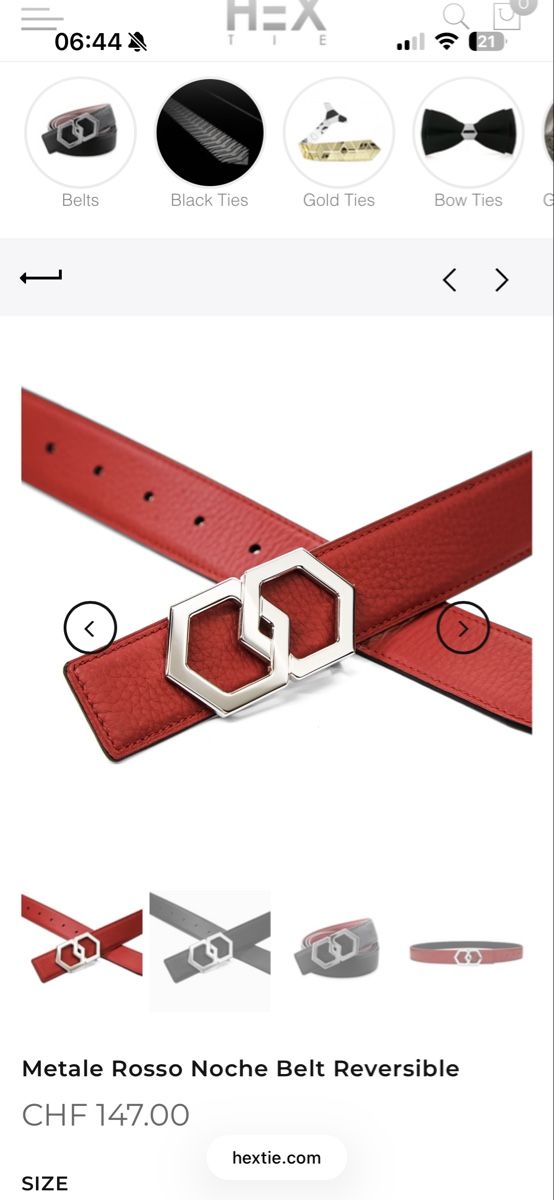 Cinture: Wendegürtel Hex Tie rot schwarz – Usato da Galgenen venduto da Vintluxe 2