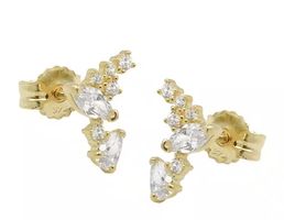 Ohrstecker 7x6mm Fantasie Bogen mit Zirkonia 9Kt 375 Gold