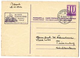 1942 Antwortpostkarte Kat.-Nr. 140, mit Stempel Mustermesse