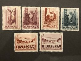 TIR FEDERAL FRIBOURG 1934 6 Vignetten *