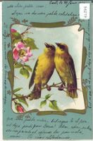 Vögel mit Rose - Litho
